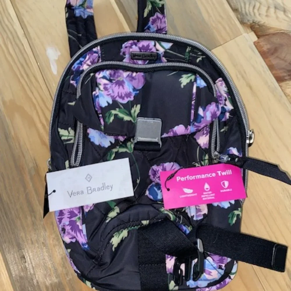 Vera Bradley Black and Purple Floral Crossbody Bag